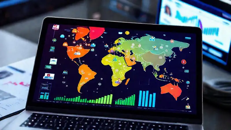 A digital interface displays global financial data