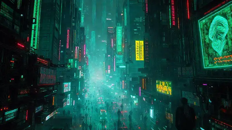 A bleak, digitized city decays