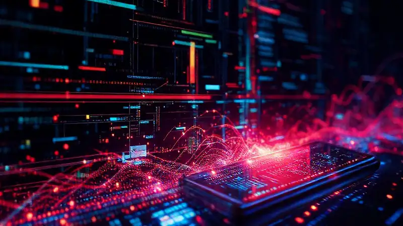 A chaotic digital landscape overwhelms the senses