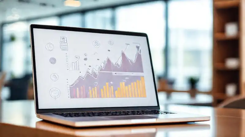 A modern office displays data graphically