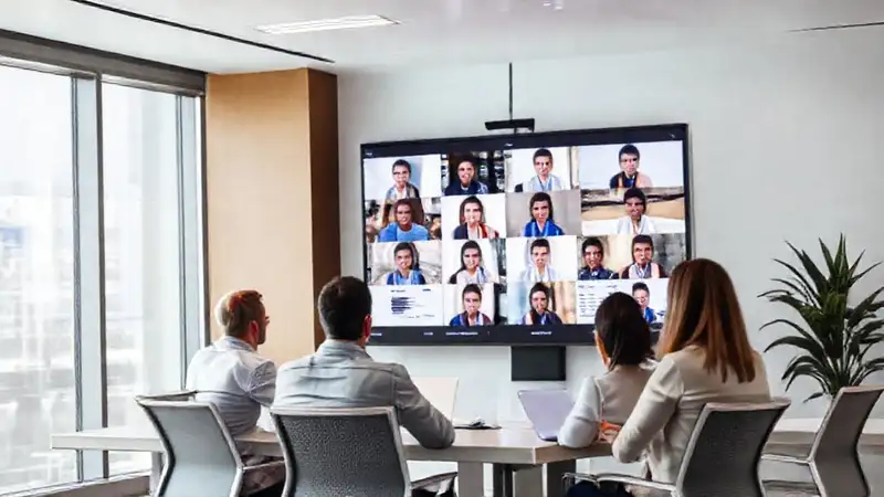 A sleek office facilitates digital engagement