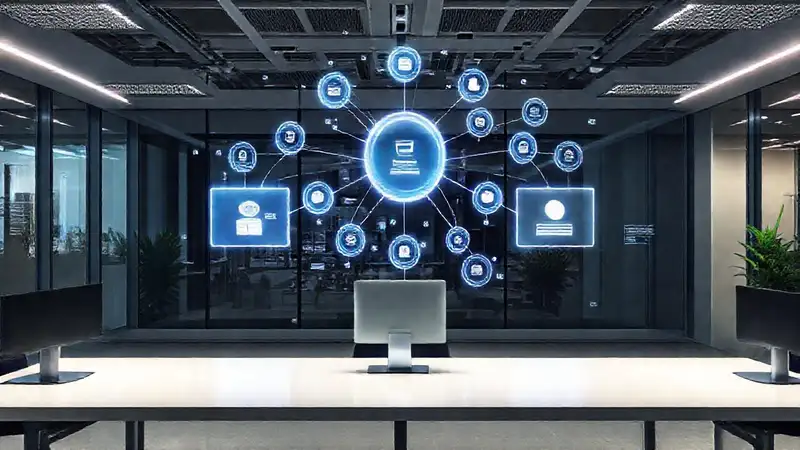 A modern office showcases data visually