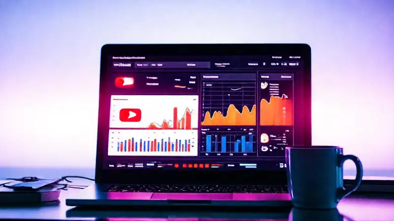 A digital dashboard displays marketing insights