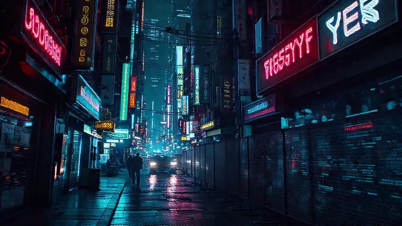 A dark city displays digital frustration