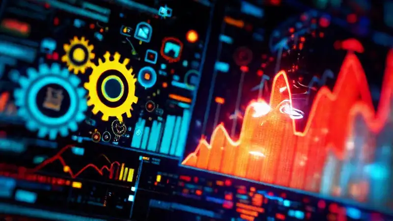 A vibrant, futuristic data visualization stresses digitally