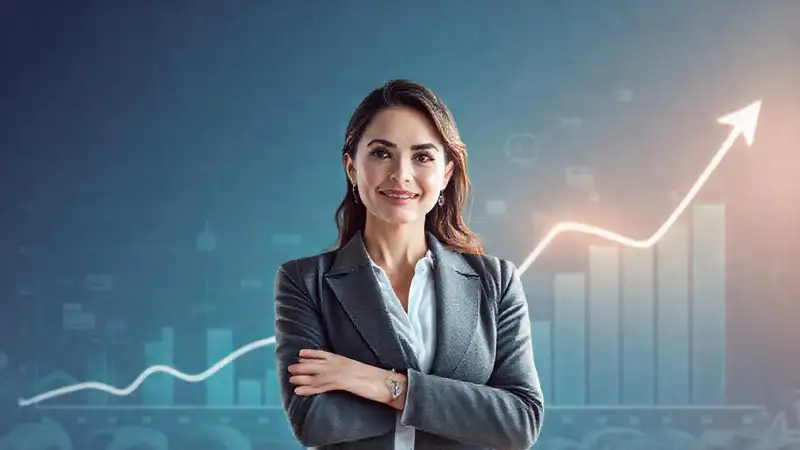 A businesswoman thrives in digital growth