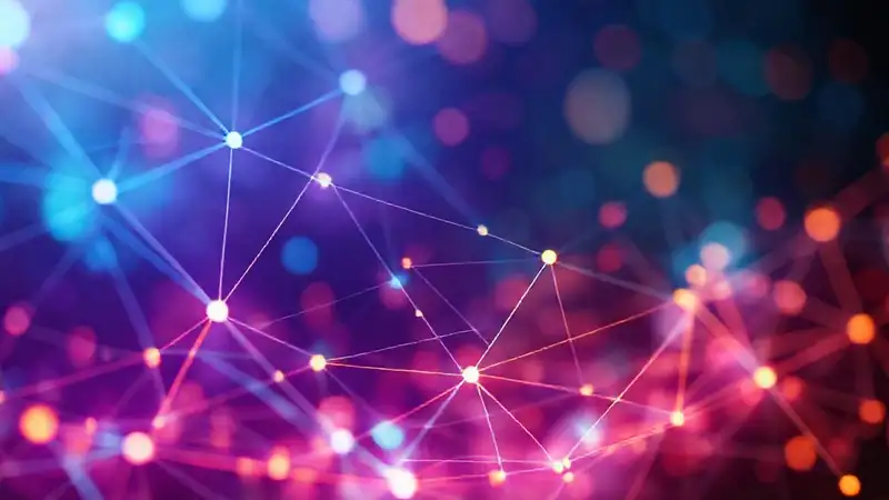 Data flows vividly through futuristic network visuals