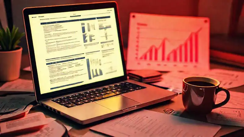 A focused digital marketer works efficiently