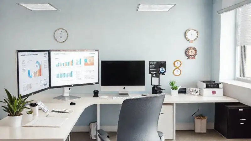 A focused blogger embraced a professional space