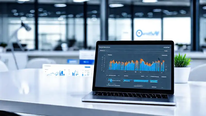 A modern office displays digital analytics data