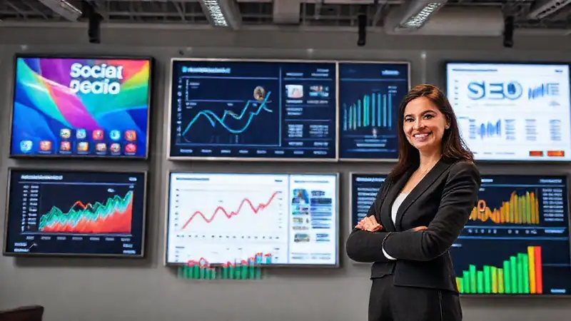 A confident businesswoman thrives on data