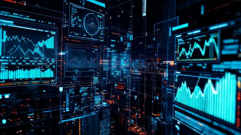 AI displays digital insights in darkness