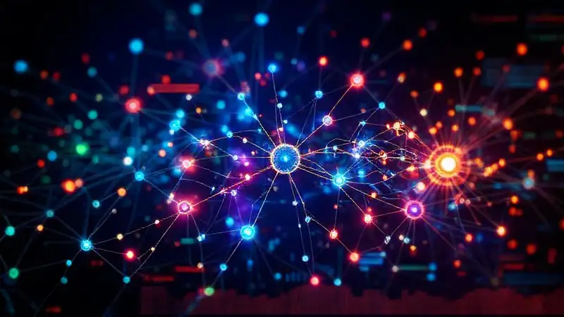 A futuristic network displays dynamic data