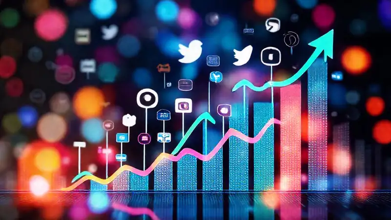 Social media engagement visually rises dynamically