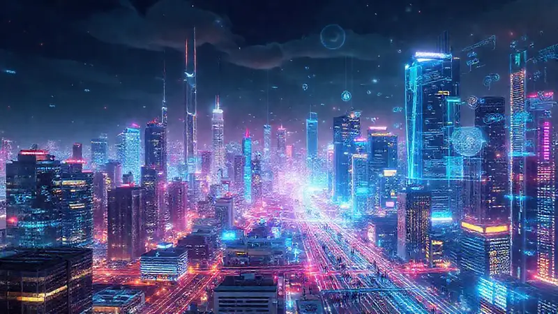 A dazzling, connected digital city thrives