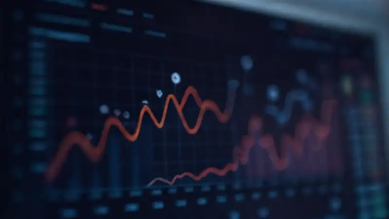 A modern dashboard visualizes rising financial data