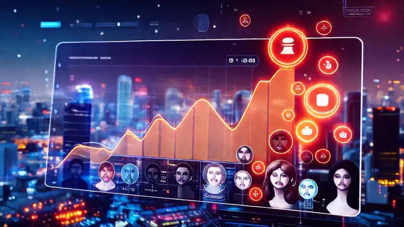 A vibrant interface displays rising data monetization