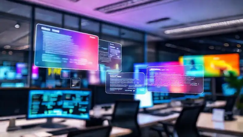 A sleek, high-tech office captivates viewers