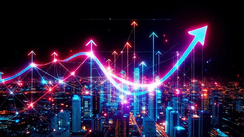 A futuristic tech graph illuminates data