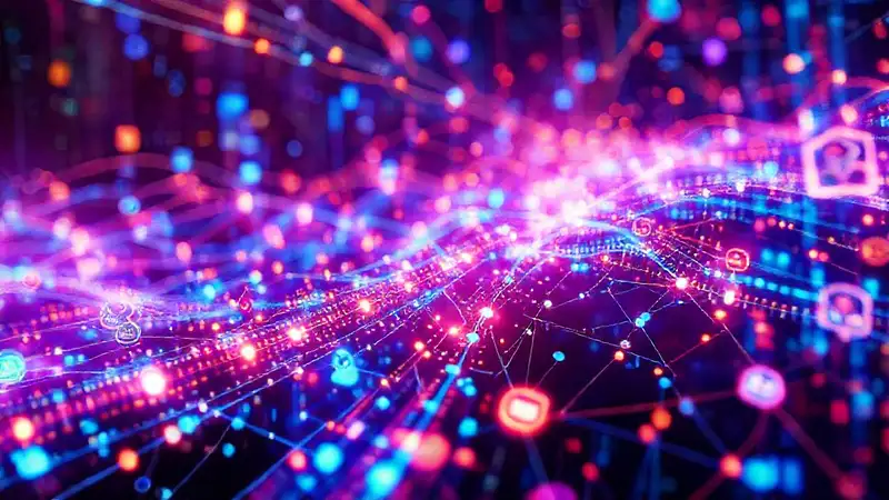 Digital art depicts dynamic data streams